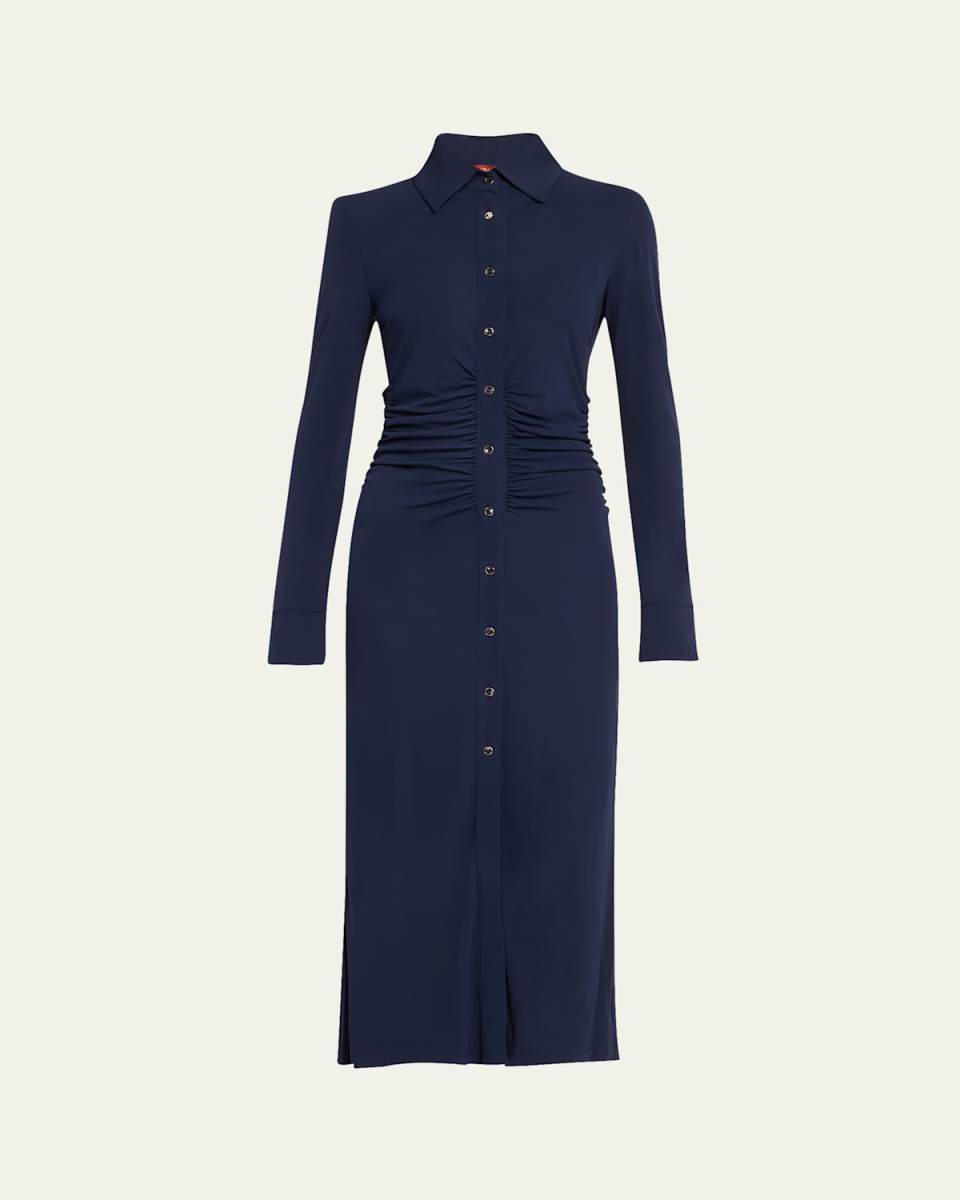Claudia Midi Ruched Button Down Dress